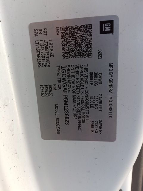 2021 Chevrolet Express 2500 Work Van Cargo