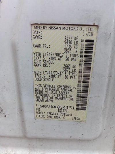 2016 Nissan NV Passenger SL