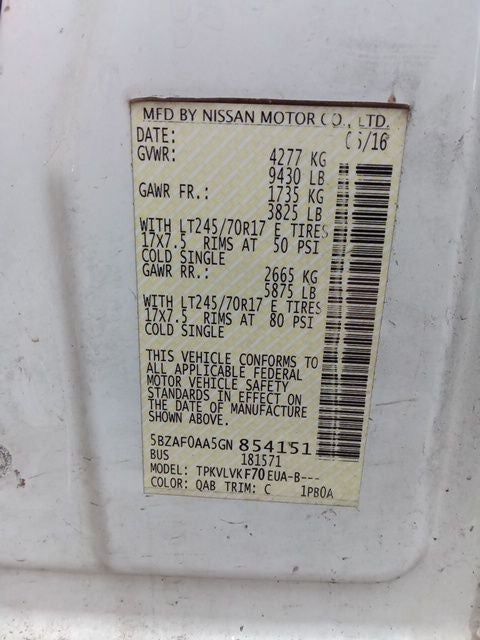 2016 Nissan NV Passenger SL